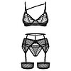 Set Obsessive Suspender Nuites Negru S-M