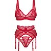 Suspender Set Obsessive Cupide Desir Roșu S-M Thumb 1