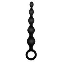 Bile Anale Din Silicon Cu Striații 14cm Negru