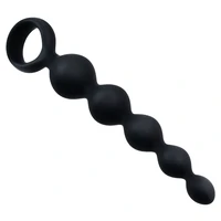 Bile Anale Din Silicon Cu Striații 14cm Negru