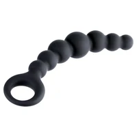 Bile Anale Din Silicon Cu Striații 18cm Negru