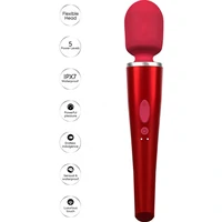 Caresse Pro Wand 8000rpm - 5 Moduri, IPX7, 120 Min Roșu