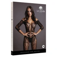 Catsuit Le Désir Lace Sleeved Negru S-L