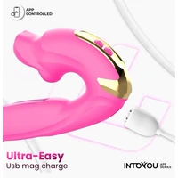 Vibrator App Control Stimulator Clitoridian cu Limbă Mușcătoare Roz
