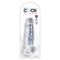 King Penis Clear Dildo Transparent Realistic Cu Testicule