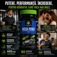Pills Mega Penis Ultra — 60 Capsule, L-Arginină 600 Mg