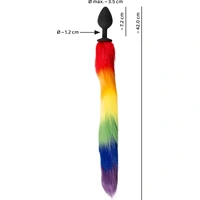 Plug Anal You2Toys cu Coadă Pufoasă Rainbow 42 cm Negru