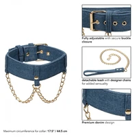 Ride Em Denim Collar and Leash Albastru