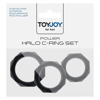 Set 3 Inele Penis Power Halo C-Ring Set Negru