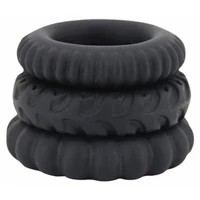 Set Inele Penis Titan 3 în 1 Silicone Negru