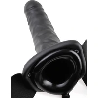 Strap On Cu Vibrații Hollow 20.3cm Negru