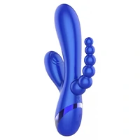 Triple Love Vibrator Rabbit Multifuncțional Albastru