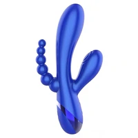 Triple Love Vibrator Rabbit Multifuncțional Albastru