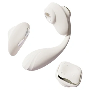ZALO DEYA Vibrator Purtabil cu Telecomandă și Suctiune Ivory Alb pe Denysa.ro