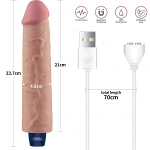Lovetoy Real Softee 9.5 - Vibrator Reîncărcabil, 10 Moduri