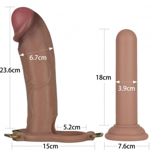 LoveToy Ingen Set Strap‑On 25,5 cm – Manșon Gol cu Tijă Reglabilă
