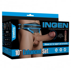 LoveToy Ingen Set Strap‑On 25,5 cm – Manșon Gol cu Tijă Reglabilă