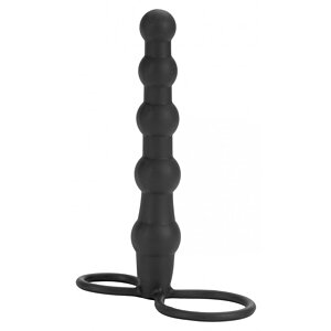 Anal Dildo Silicone Beaded Double Rider Negru pe Denysa.ro