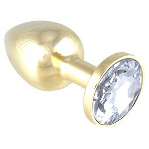 Anal Plug Metal With Crystal Rimba Auriu pe Denysa.ro