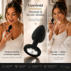 Anal Plug Premium Diamond Jewel Small Negru