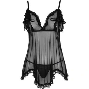 Babydoll Cottelli Collection Ruffles Negru Babydoll Cottelli Collection Ruffles Negru pe Denysa.ro