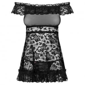 Babydoll Dress Obsessive Flores Negru pe Denysa.ro