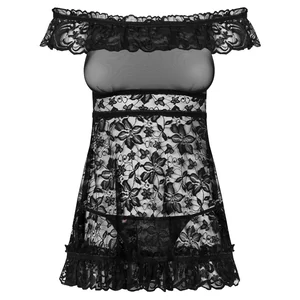 Babydoll Dress Obsessive Flores Negru pe Denysa.ro