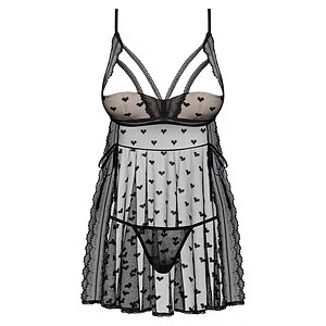 Babydoll Obsessive Heartia Negru pe Denysa.ro