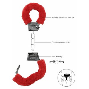 Beginners Handcuffs Furry Roșu