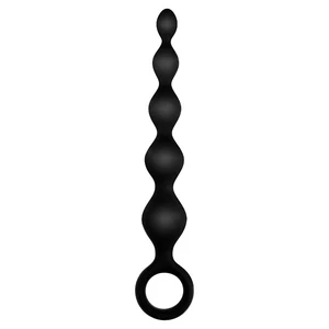 Bile Anale Din Silicon Cu Striații 14cm Negru