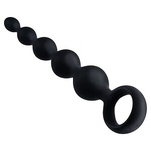 Bile Anale Din Silicon Cu Striatii 14cm Negru