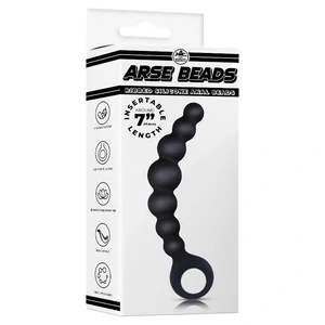 Bile Anale Din Silicon Cu Striații 18cm Negru