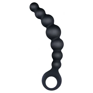 Bile Anale Din Silicon Cu Striații 18cm Negru