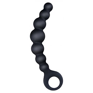 Bile Anale Din Silicon Cu Striații 18cm Negru pe Denysa.ro