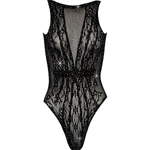 Body Cottelli Fantasy, Strasuri All-over — S-L, Negru pe Denysa.ro