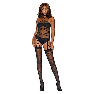 Bodystocking Dreamgirl Criss-Cross Negru Bodystocking Dreamgirl Criss-Cross Negru pe Denysa.ro