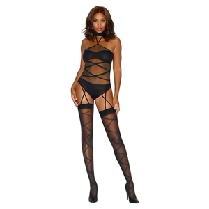 Bodystocking Dreamgirl Criss-Cross Negru Bodystocking Dreamgirl Criss-Cross Negru pe Denysa.ro