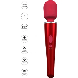 Caresse Pro Wand 8000rpm - 5 Moduri, IPX7, 120 Min Roșu