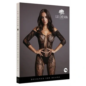 Catsuit Le Désir Lace Sleeved Negru S-L