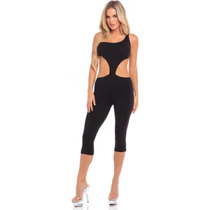 Catsuit Pink Lipstick One Shoulder Negru pe Denysa.ro