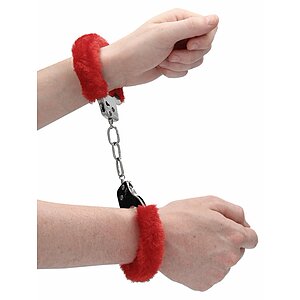 Cătușe Pleasure Handcuffs Furry Roșu