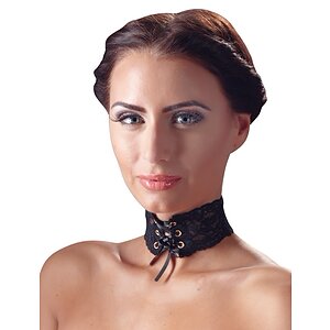 Choker Dantela Negru Reglabil