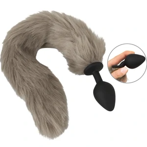 Coada Fluffy Gri cu Plug Din silicon You2Toys — 45 cm