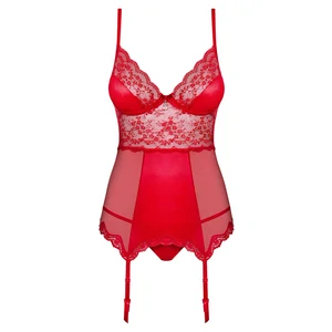 Corset Cu Portjartier Obsessive Lovica Roșu S-M