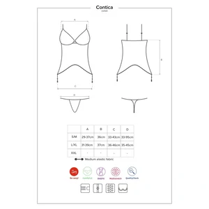 Corset Cu Șnur Obsessive Contica Negru S-M