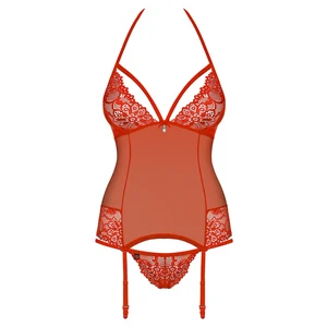 Corset Dantela Rosu Halterneck