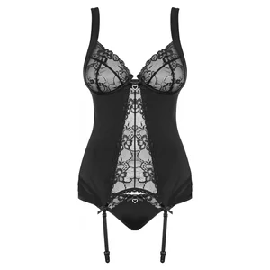 Set Corset Si Chilot Dantela Negru