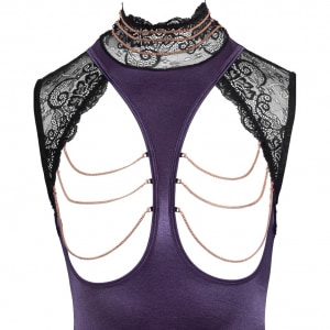 Corset Și Chilot Decupat Abierta Fină Mov M