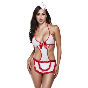 Costum Sexy Asistenta Pentru Seri Intime Lenjerie Sexy Cu Palarie Asistenta Inclusa