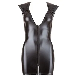 Costum Latex Dama Wetlook With Zip Negru S